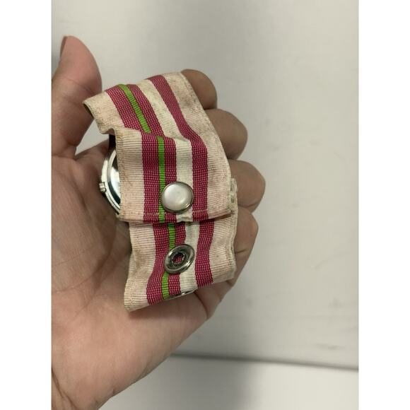 Rachel Weissman Quartz Watch With Faux Sub Dials Pink Nylon Band Needs Battery - Picture 5 of 9